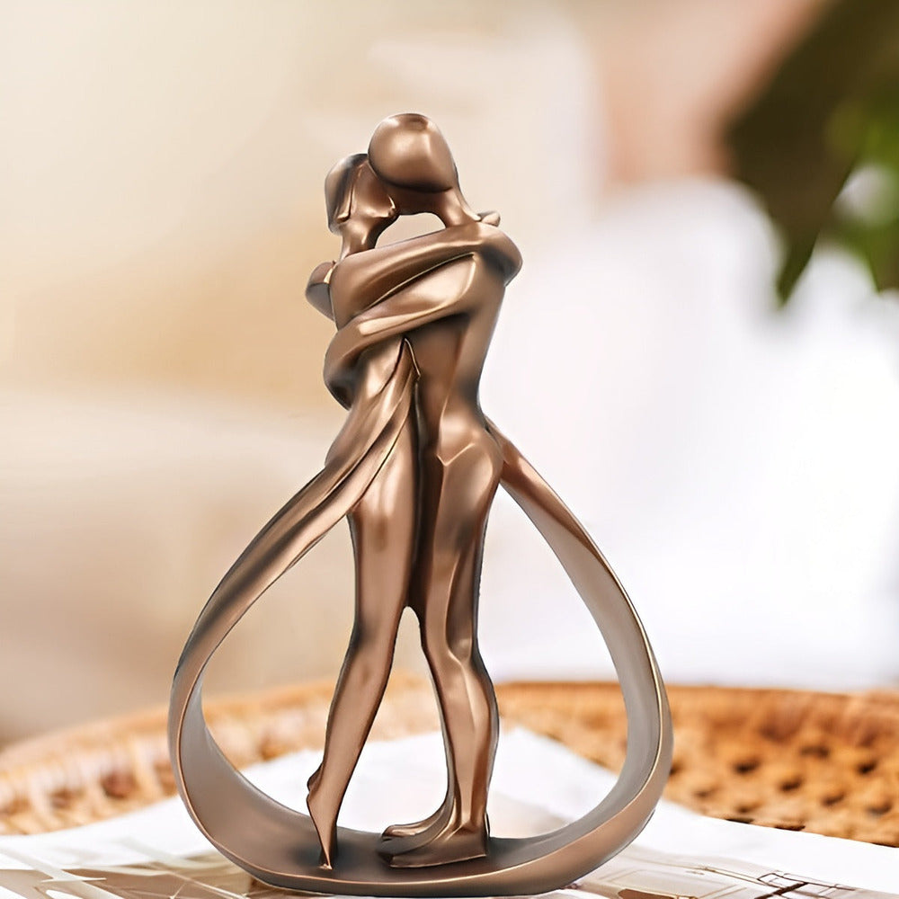 Lovers' Embrace – Konstnärlig Skulptur av Kyssande Par