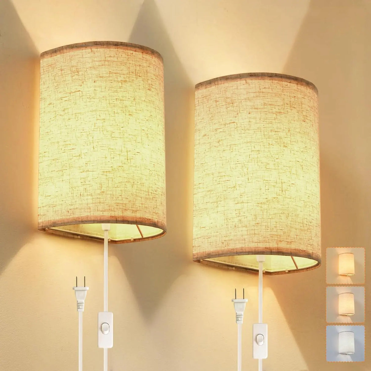 LinenWall Vägglampor – 2-pack Tygvägglampor