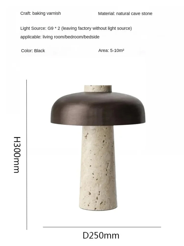 Nordisk Designer Bordslampa – Svampformad Lampa i Travertin