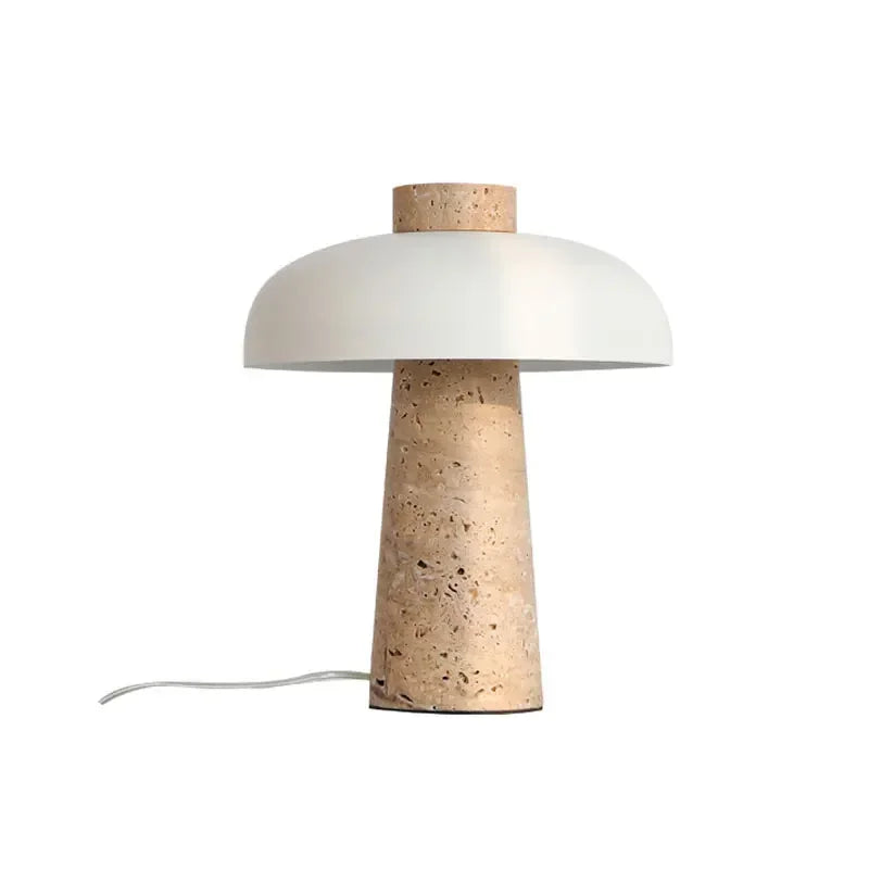 Nordisk Designer Bordslampa – Svampformad Lampa i Travertin