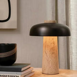 Nordisk Designer Bordslampa – Svampformad Lampa i Travertin