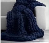 Chunky Chenille – Handstickad Pläd för Soffa och Säng, Supermjuk och Varm