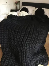 Chunky Chenille – Handstickad Pläd för Soffa och Säng, Supermjuk och Varm