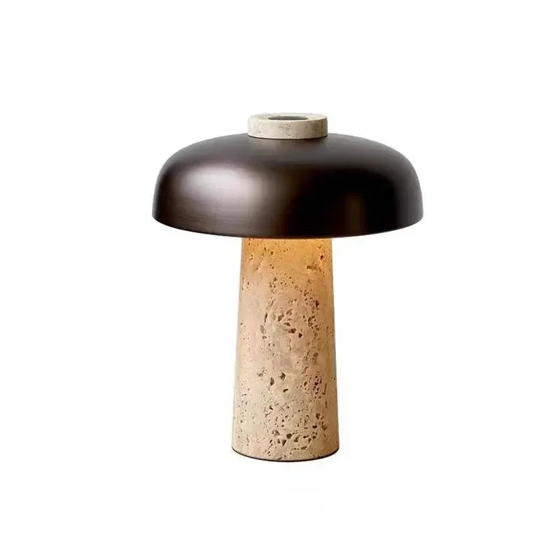 Nordisk Designer Bordslampa – Svampformad Lampa i Travertin