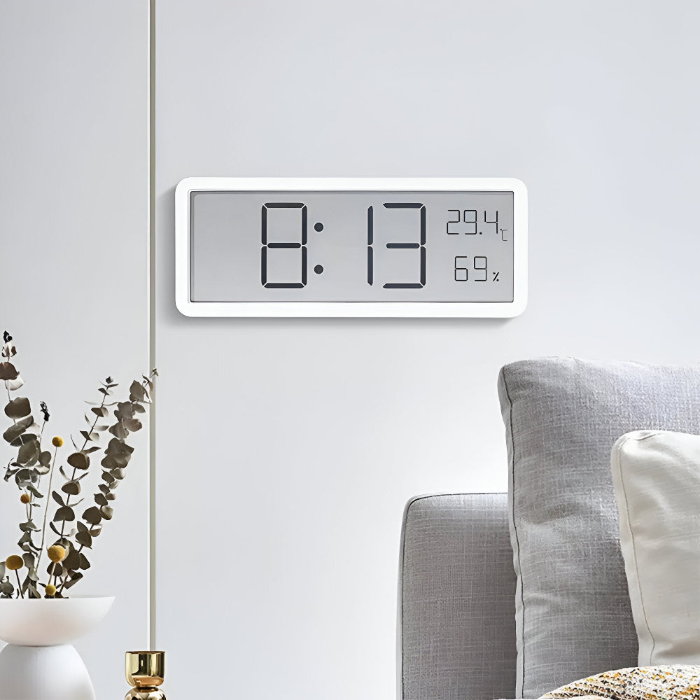 LED-väggklocka med temperatur och fuktighet – modern heminredning