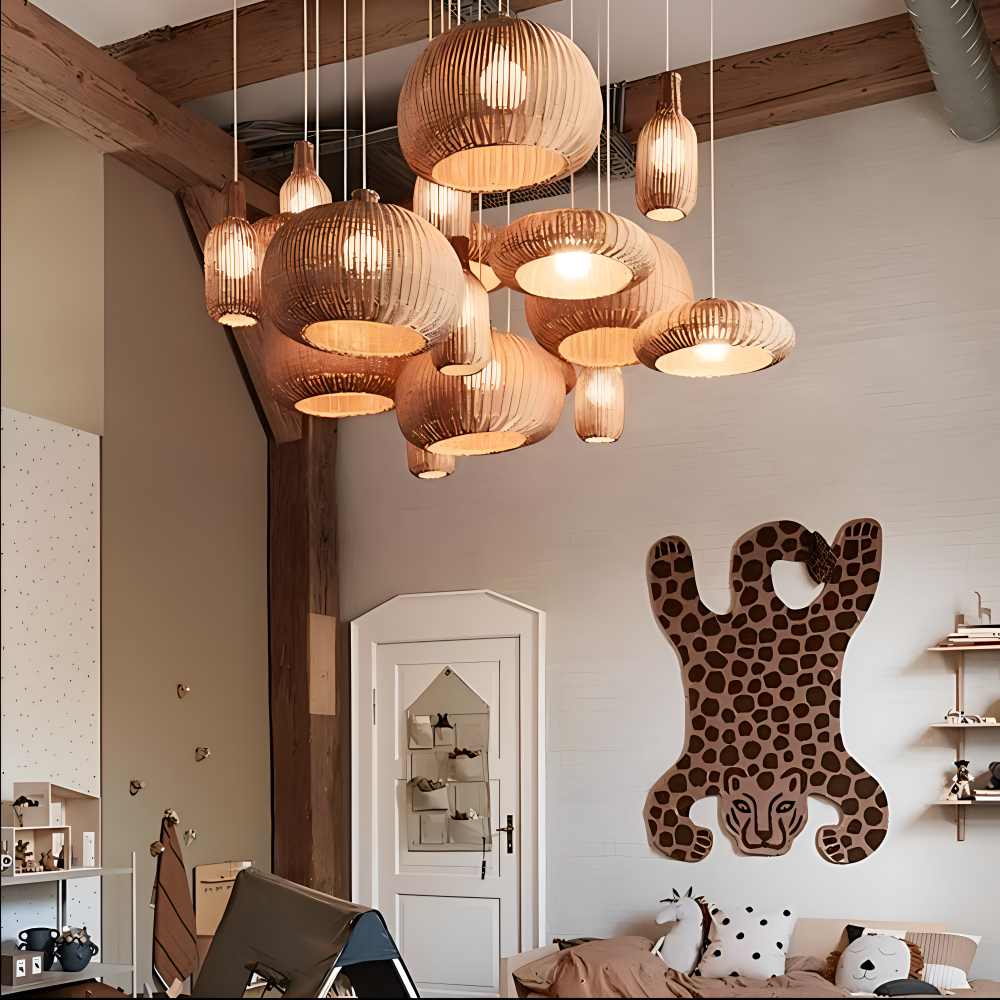 Bohème Taklampa – Handvävd Rattanlampa i Naturlig Design