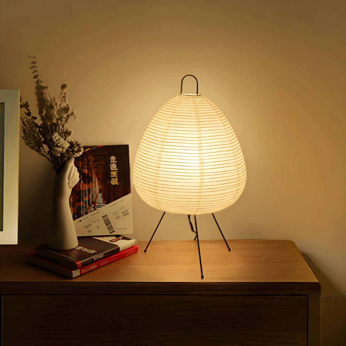 AkariLight Bordslampa – Japansk Rislampa i Wabi-Sabi Design