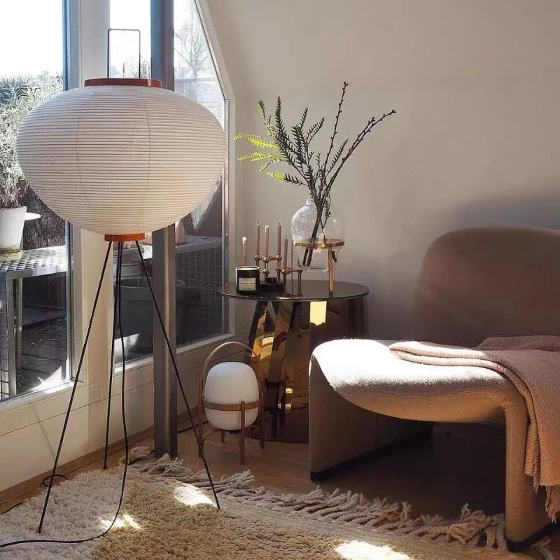 Akari Golvlampa – Japansk Rislampa i Vintage Minimalistisk Stil