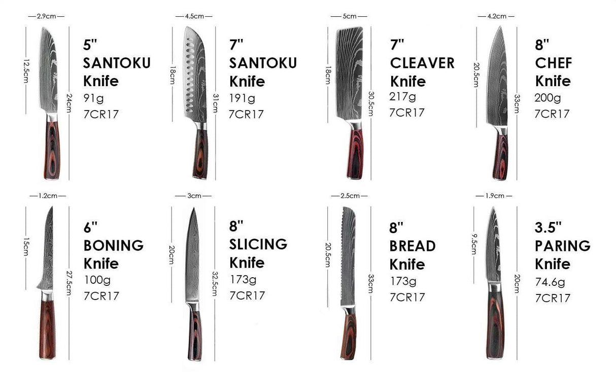 Ikigai Professionellt Knivset – Japanska Chefsknivar i Premium Rostfritt Stål
