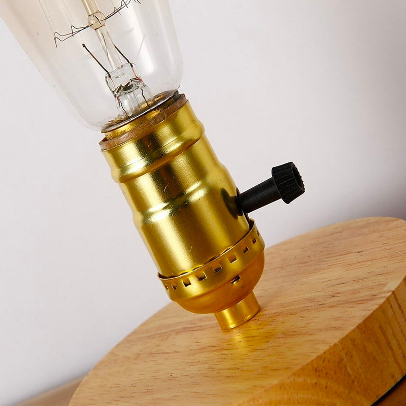 EdisonWood Bordslampa – Vintage Bordslampa i Trä & Aluminium