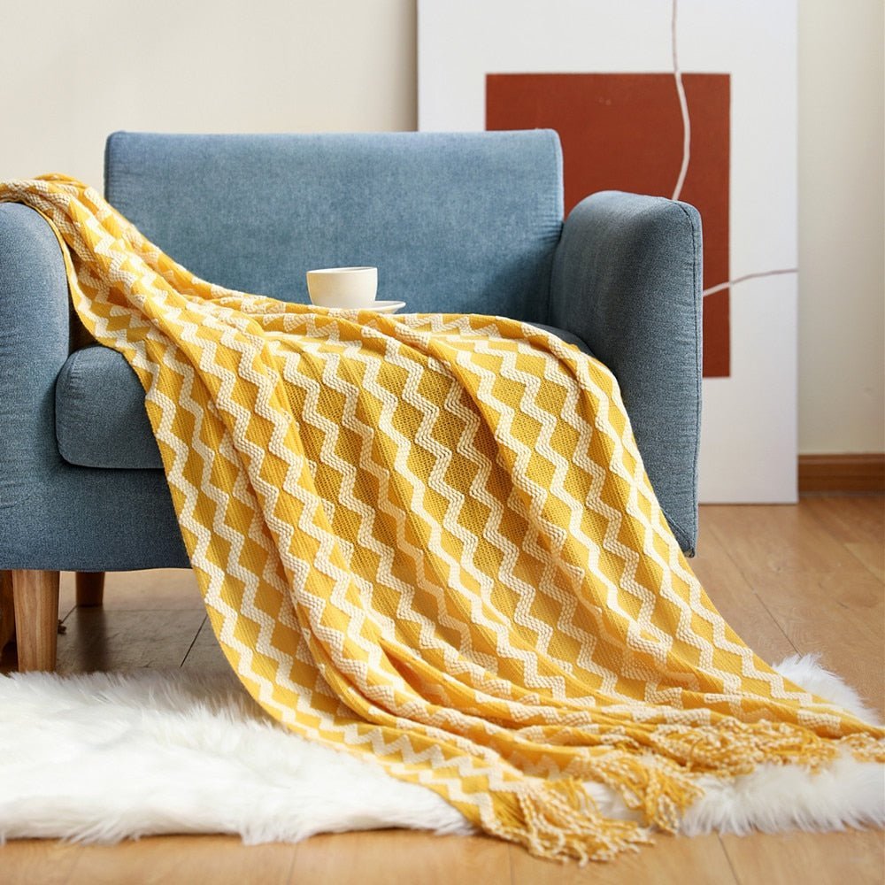 NordicNest – Stickad Filt i Solid Färg för Soffa och Mysig Komfort