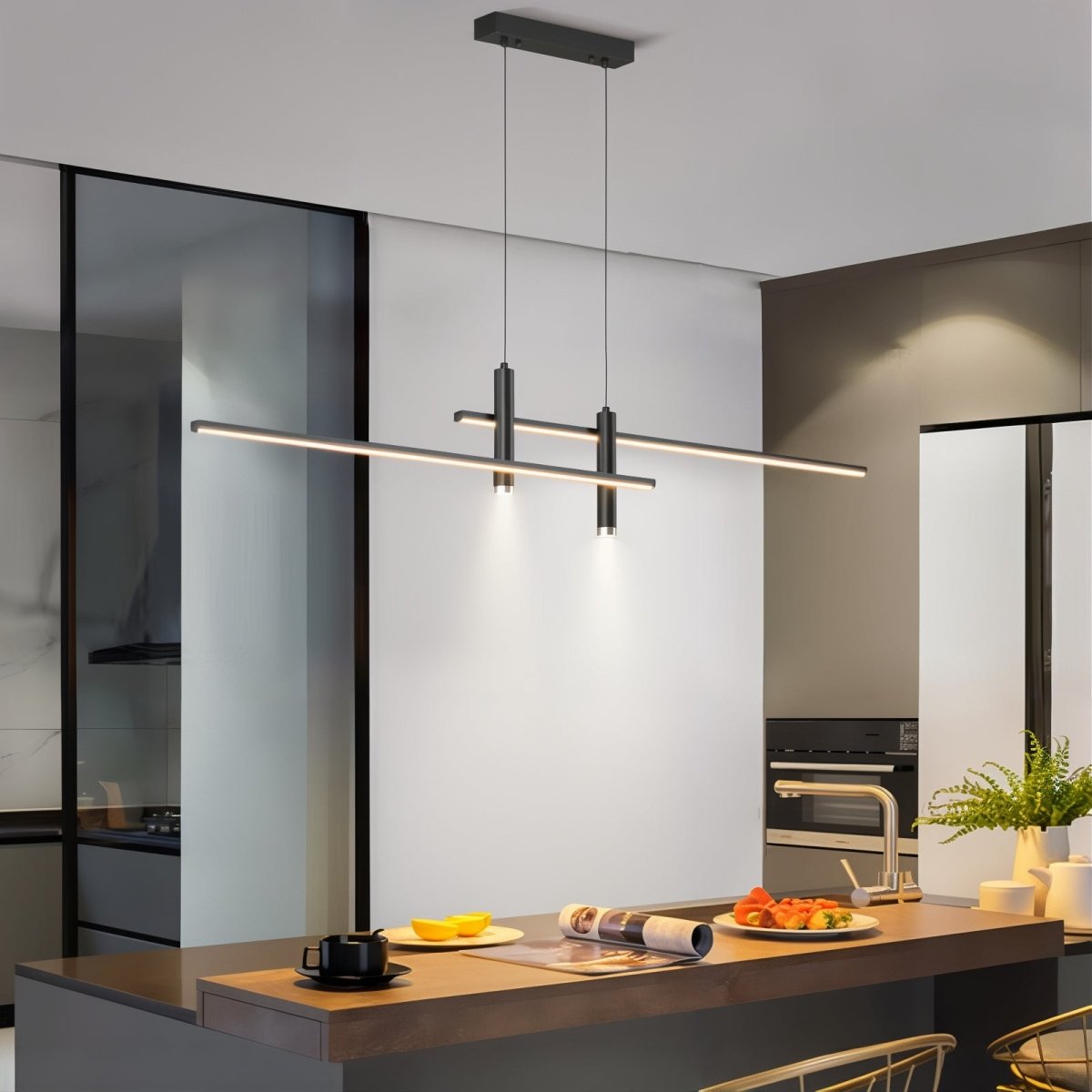 LumiLine – Modern LED Linear Takpendel med Justerbar Höjd och Dimmer