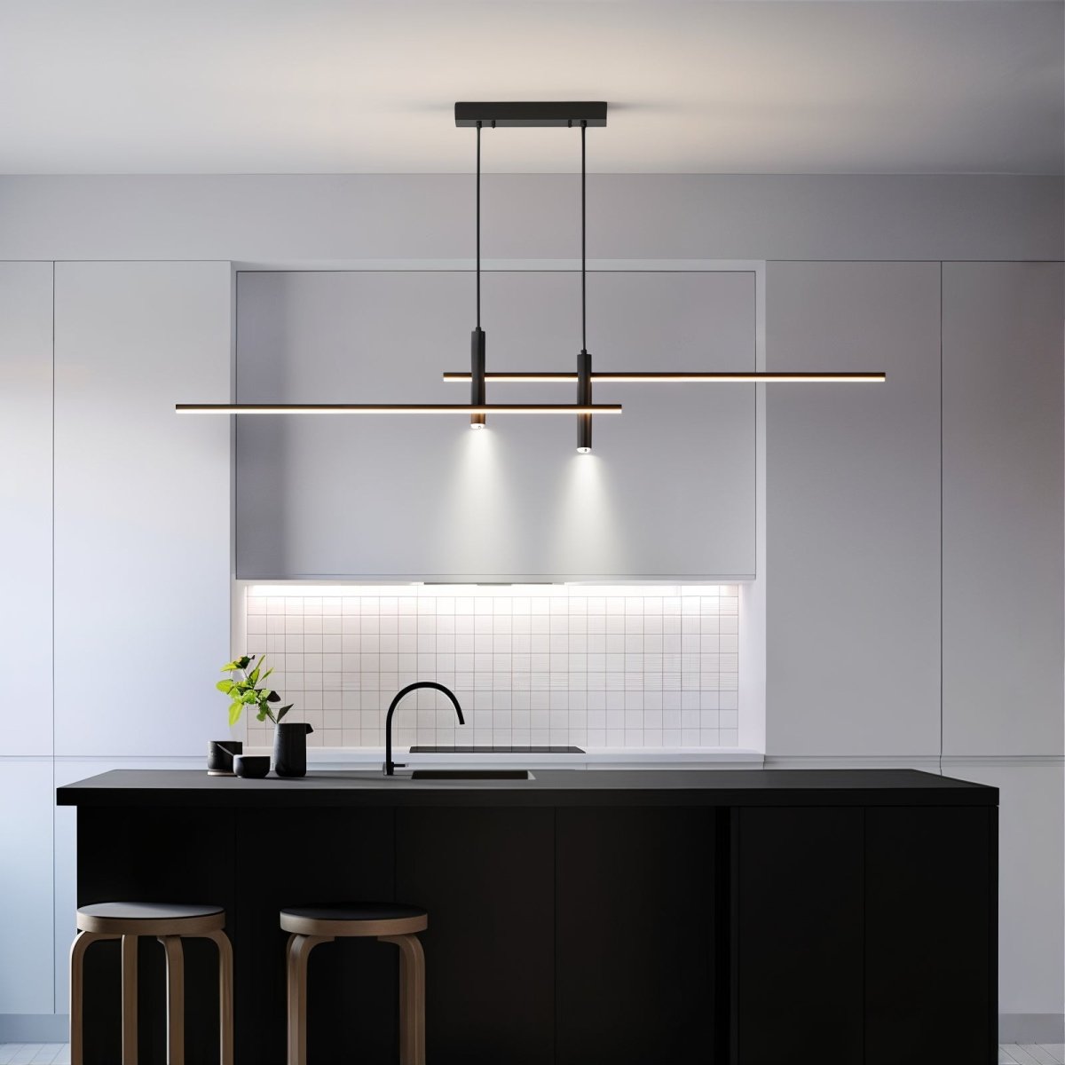LumiLine – Modern LED Linear Takpendel med Justerbar Höjd och Dimmer