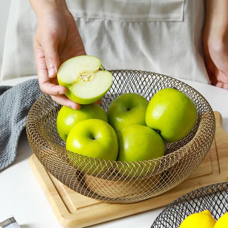 FruityNest – Dubbelväggad Mesh Fruktskål i Metall, Dekorativ Mittpunkt