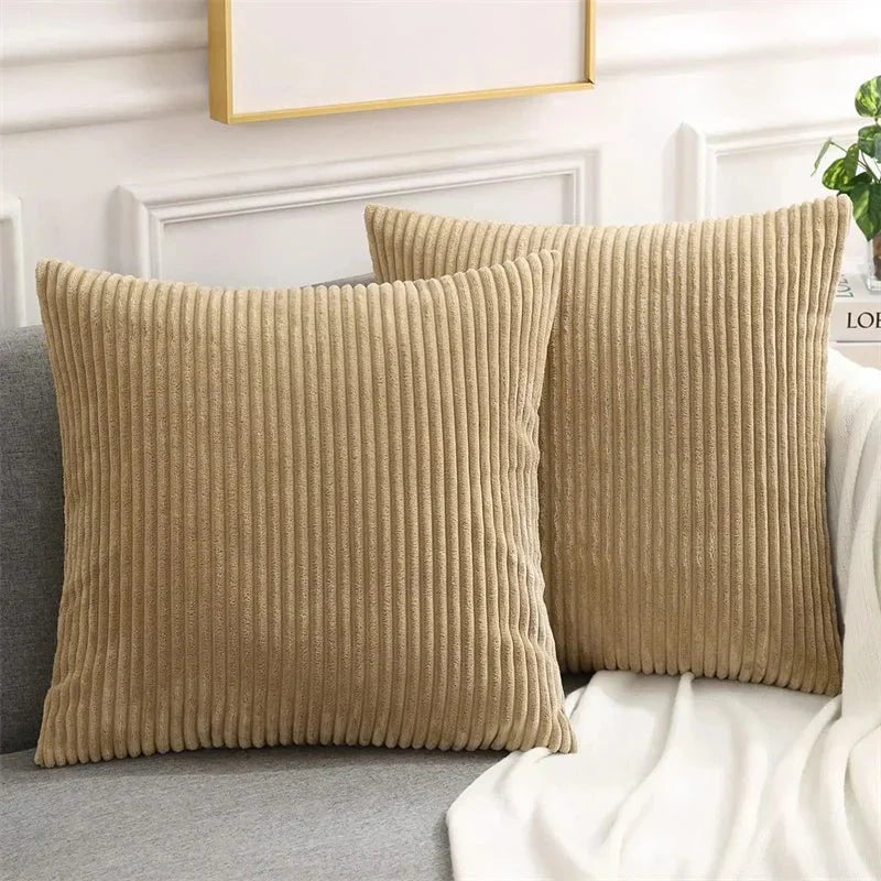 Fluffigt Corduroy Kuddfodral med Randigt Mönster