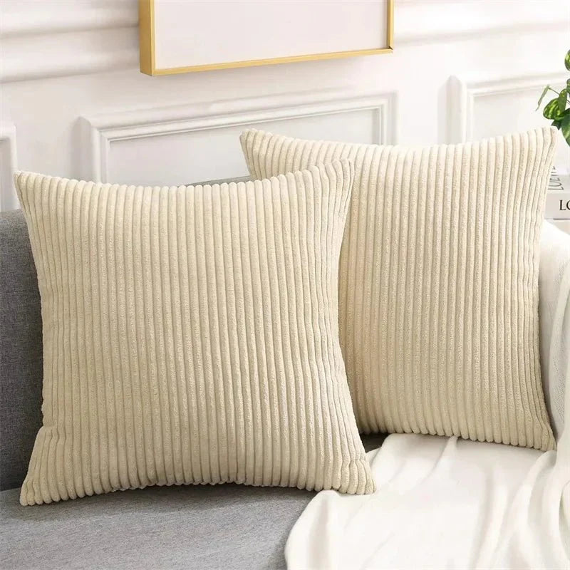 Fluffigt Corduroy Kuddfodral med Randigt Mönster