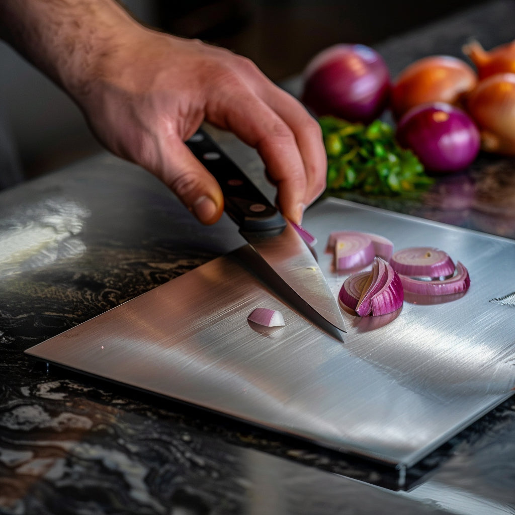 ChefGuard – Premium Antibakteriell Skärbräda i Stål, Knivvänlig